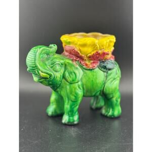 Kitschy Vintage Ceramic Elephant Planter
